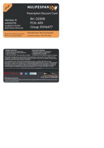 NuLifeSpanRX Prescription Discount Card MBR#AX1244591 Group#RXH6477